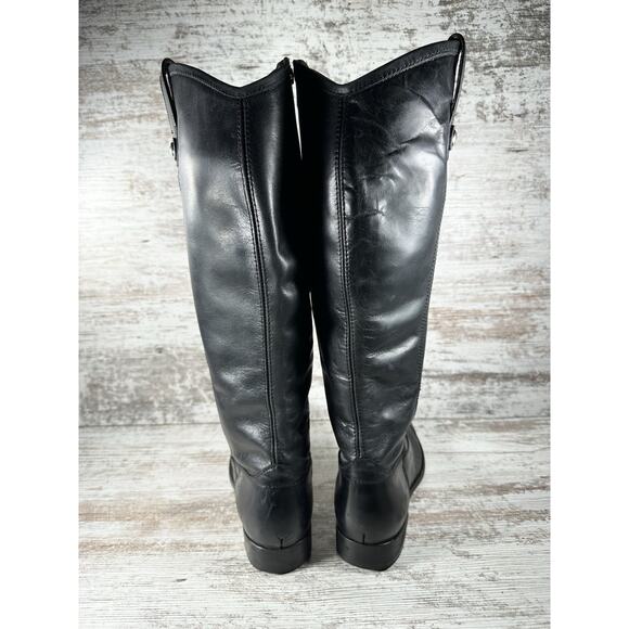 Womens' FRYE Melissa Black Leather Button Inside Zip Tall Riding Boots Sz 9B - Picture 6 of 13